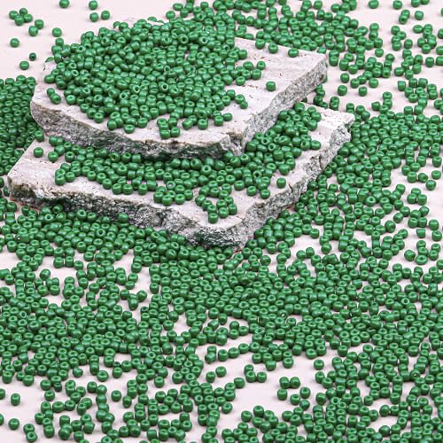 8/0 Glass Seed Beads Bulk, Green 3mm Tiny Round Craft Seed Bead, Small Mini Pony Beads for Jewelry Making Bracelet Necklace Wrist Beading Weaving Supplies, 2500pcs - color: Green