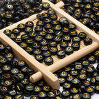1000pcs Acrylic Number Beads 0-9 Round 4x7mm Mixed for Jewelry Making and DIY Bracelets, Necklaces, Key Chains (Black Gold) - color: Black Gold