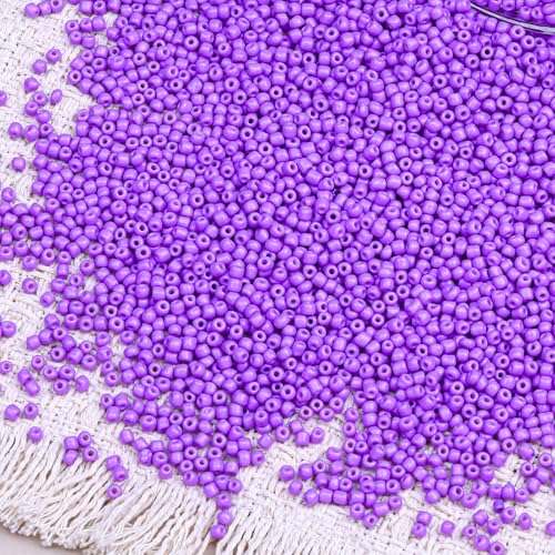 2000pcs Glass Seed Beads Bulk, 4mm 6/0 Mini Pony Spacer Small Individual Color Seed Beads for DIY Bracelet Necklaces Wrist Jewelry Making, Light Purple - color: Light Purple