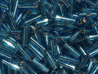 Czech Bugle Beads 40 gr / 1.4 oz Glass Tube Size #3 7mm (Light Blue Silver Lined/Turquoise) - color: Light Blue Silver Lined / Turquoise