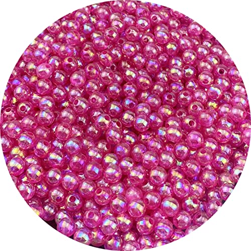 1000 Pcs 6mm Acrylic Round Beads AB Colors Round Spacer Beads for Earring Bracelet Necklace Key Chains Jewelry DIY Craft Making(Rose Red AB) - color: Rose Red AB, size: 6mm