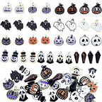 Anower 36 Pcs Halloween Charms Pendants Assorted Gold Black Plated Enamel Pumpkin Ghost Clown Wizard Hat Halloween Charms for Jewelry Making DIY Necklace Bracelet Earring Supplies Accessories