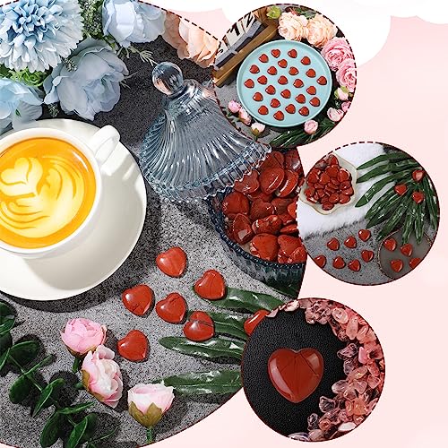 Gerrii 50 Pcs Heart Healing Stone Bulk Quartz Heart Inspirational Stones Gift for Women Love Pocket Polished Natural Energy Balancing Meditation 0.8 Inch(Red) - color: Red