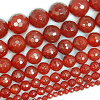 AD Beads Natural Gemstones Faceted Round Spacer Loose Beads 15.5'' 4mm to 10mm (6mm, Faceted Red Agate) - color: Faceted Red Agate, size: 6mm