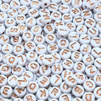 Amaney 1000pcs 7×4mm White Round Acrylic with Rose Gold Alphabet Letter Beads for Jewelry Making - color: 1000RoseGold