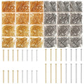 Junkin 2800 Pieces Flat Head Pins for Jewelry Making DIY, Head Pins Set 0.63 Inch, 0.71, 0.79, 1.18 Inch Earring Bracelet Pendant Jewelry Making(Gold, Silver) - color: Gold, Silver