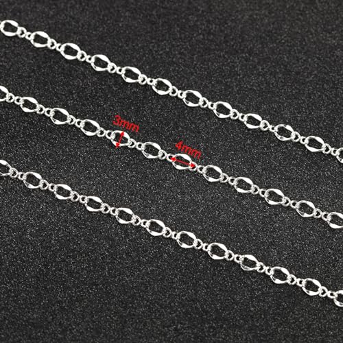 YOUBEIYEE 32.8 Feet Silver Chain for Jewelry Making Silver Plated Brass Link Chain Women Necklace Bracelet DIY Jewelry Chain Roll - color: 1:1 Lip