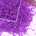 4000 Pcs Bright Purple Glass Bugle Beads, 2 x 7 mm Embroidery Beads, Small Long Tube Seed Beads for Embroidery Craft Jewelry Making - color: Bright Purple