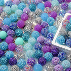 20mm Rhinestone Beads 20pcs Chunky Bubblegum Beads Beadable Pen Beads Shine Disco Ball Beads Jumbo Plastic Beads for Necklace Jewelry Bracelets DIY Crafts Making (bluepurple) - color: bluepurple