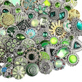10PCs Mixed Style Rhinestones Snaps Jewelry Charms Buttons 18/20mm for Interchangeable Snaps Jewelry Making Women DIY Button Bracelets Necklaces Rings Brooch Accessories (Green) - color: Green