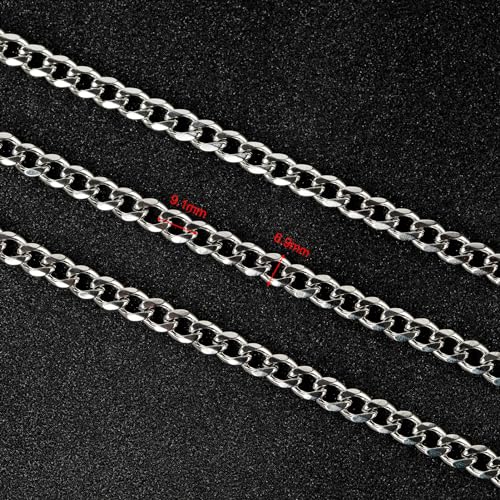 UMAOKANG 16.4 Feet Stainless Steel Cuban Chain for Jewelry Making Strong Diamond Cut Cuban Link Chain Necklace for Men and Women Jewelry Chains Bulk - color: 2mm Silver Cuban