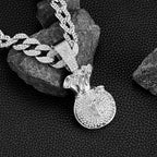 Ice Out Chain for Men Premium Zircon Stones Hypoallergenic Durable Hip-Hop Streetwear Chain Necklace Men - color: Silver, style: Dollars Bag