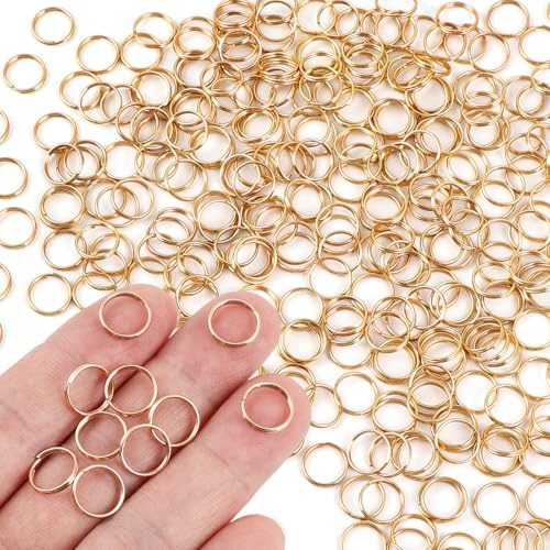 Split Key Rings 3/8 Inch Jump Rings -Pale Gold 300 Pcs Key Rings Bulk -Split Round Metal Keyring for Lanyards, Tags, CraftsKeys, Keychain, Jewelry Making Supplies - color: pale gold --300pcs, size: 10mm