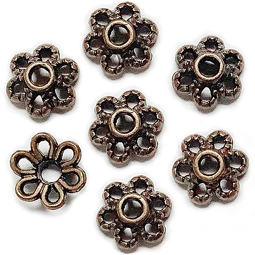 Heather's cf Flower Bead Caps Custom Fancy Charm Jewelry Making Spacer Kit Findings Bulk Vintage for Bracelets Earrings Necklaces Rings Beading Supplies Craft Non Tarnish DIY (Tiny Copper - 500 Pcs) - color: Tiny Copper - 500Pc