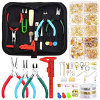 Swpeet 1589Pcs Jewelry Making Supplies Kit with Jewelry Making Tools, 3 Colors Jewelry Pliers Jewelry Wires, Multi-Styles Jewelry Findings and Charms, Necklace Chain Meature Tool Awl Tweezers Scissors - size: 3A