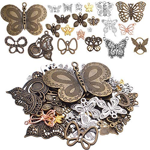 100g Mixed Butterfly Charms Vintage Fly Insect Pendant Charms for Necklace Bracelet Jewelry Making Crafting - style: Mixed Butterfly Charms