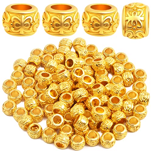 100pcs Bright Golden Rondelle Spacer Beads European Large Hole Tube Column Loose Accessories for DIY Bracelet Necklace Jewelry Making, Hole: 4.5 mm - color: Bright Golden
