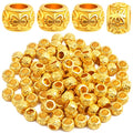 100pcs Bright Golden Rondelle Spacer Beads European Large Hole Tube Column Loose Accessories for DIY Bracelet Necklace Jewelry Making, Hole: 4.5 mm - color: Bright Golden