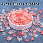 500 pcs Natural Chip Stone Beads, Glass Cherry Crystal 5-8 mm Irregular Gemstones Healing Crystal Loose Rocks Bead Hole Drilled for Jewelry Making Bracelet - color: Glass Cherry Crystal