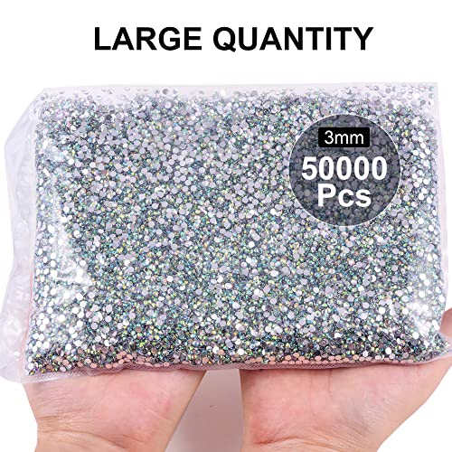 Blinginbox 50000pcs Flatback Rhinestones,Resin Non Hotfix Rhinestones Large Quantity Wholesale for Crafts DIY Creative Design,Clothes,Makeup,Nail Art (3mm=0.12",Crystal AB) - color: Crystal AB, size: 3mm=0.12"