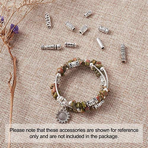 Beadthoven 150pcs/Box Tibetan Style Alloy Tube Beads Mixed Antique Silver Metal Column Spacers Beads for DIY Bracelet Necklace Jewelry Making Supplies - color: Antique Silver-Column