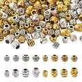 Craftdady 160Pcs Tibetan Alloy Barrel Spacer Beads 16 Styles Large Hole Retreo Metal Barrel Tube European Beads for Jewelry Crafts Making, Hole: 2-5mm - color: 2 Colors, Barrel, 160pcs