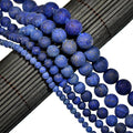 AD Beads Beautiful Natural Matte Gemstone Round Spacer Loose Beads 4-12mm (4mm, 06 Matte Lapis) - color: 06 Matte Lapis, size: 4mm