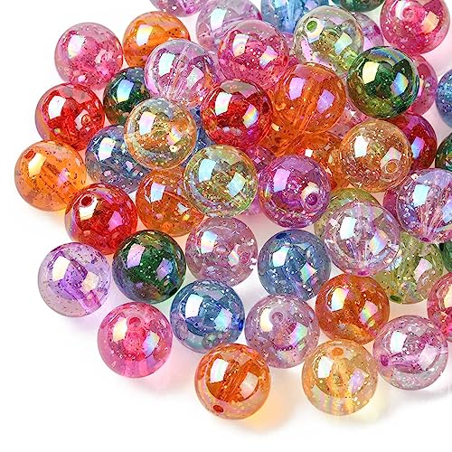 DanLingJewelry 100Pcs 20mm AB Color Transparent Beads Acrylic Round Beads Transparent Round Loose Beads for Jewelry Making - color: 100pcs - Random Color - 20mm Round - Transparent