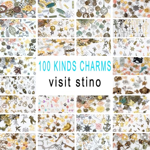 stino 100 G Mixed Style Metal Charms for Jewelry Making, Bulk Silver & Gold Plated, for Bracelet, Necklace, Earrings DIY Crafts - style: Gear