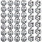 40 Pcs 20 mm Rhinestone Beads Bulk Crystal Round Disco Ball Chunky Bubblegum Beads for Pens Bracelets Charms Craft European Style Jewelry Making Supplies Christmas(Silver) - color: Silver