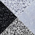 MIIIM 1000PCS 6x9mm Pony Beads Bulk, Black and White Kandi Beads for Bracelets Making Kit, Hair Braids Crafts for Jewelry Making (Neutral) - color: Neutral