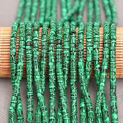 BONNY BOXX 150PCs Natural Malachite Spacer Beads, Loose Semi Precious Flat Round Gemstone Heishi Disc Stone Beads for Beading Jewelry Making 4mm*2mm - color: Malachite, size: 4MM*2MM