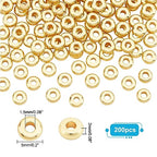 PH PandaHall 200pcs 18K Gold Plated Beads 5mm Flat Disc Spacer Beads Metal Heishi Bead Loose Bead for Summer Stackable Necklace Bracelet Jewelry Making DIY Craft - size: 5mm