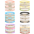 Pingyongchang Heishi Gold Beaded Bracelets Set for Women Men Bohemian Polymer Clay Colorful Surfer Vinyl Disc Stretch Layering Stackable Friendship Boho Bracelet Summer Beach Jewelry Gifts - color: Blue