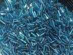 Czech Bugle Beads 40 gr / 1.4 oz Glass Tube Size #3 7mm (Light Blue Silver Lined/Turquoise) - color: Light Blue Silver Lined / Turquoise