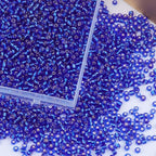 2100 Pcs Size 6/0 Glass Seed Beads, 4 mm Sapphire Small Mini Spacer Loose Pony Beads for Jewelry Making and DIY Crafts - color: Sapphire, size: Large