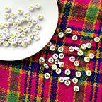 Amaney Vowel Letter Beads A 100pcs 7x4mm White Round Acrylic Gold Alphabet for Bracelet Jewelry Making - color: Gold-A