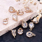 Beadthoven 100pcs Cubic Zirconia Alloy Charms Light Gold Lamp Shaped Crystal CZ Stone Pendants for DIY Jewelry Making Choker Necklace Tiny Dangle Earrings Accessories - color: Light Gold-Lamp Shap
