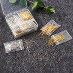 Craftdady 1600Pcs Flat Head Pins Ball Point Headpins 2 Colors Metal Wire Needle Pin Set for Earring Pendant Jewelry Necklace Bracelet Making (18mm/20mm/24-25mm/30mm) - color: Gold & Platinum, Flat & Ball Head Pins