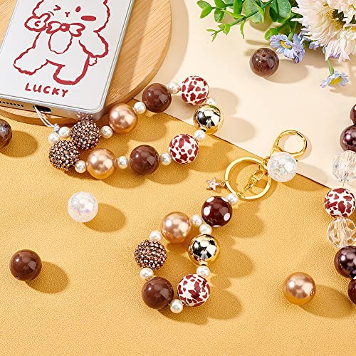 PH PandaHall 50pcs 20mm Acrylic Bubblegum Beads Chunk Pen Beads Brown Focal Beads Large Loose Beads for Pen Wedding Christmas Garland Jewelry Bracelet Necklace Pen Bag Chain Making - color: Brown