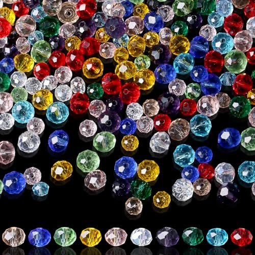 1000Pcs Glass Crystal Beads for Jewelry Making Bracelets Necklace Earring DIY Faceted Shape Decor Loose Rondelle Beads Colorful Assorted Suncatcher Glass Beads for Crafts 6mm 8mm Fresh Color - color: Fresh Color