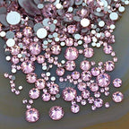 AD Beads 1440 Pieces Mixed Size No Hotfix Glue on Quality Glass Flatback Rhinestones Round Crystal Gems (22 Lt. Rose) - color: Lt. Rose 22