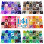 XSEINO About 7200pcs 144 Colors 6mm Crackle Glass Beads Bracelet Making Kit,6Box Different Style Crack Series Colorful Crystal Beads for Bracelet Jewelry Making,DIY Crafts,Friendship Bracelets - color: All 6 Series