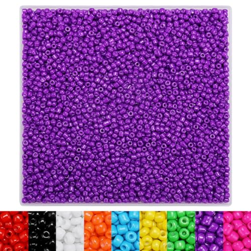 IOOLEEM Purple Seed Beads, 4000+ pcs 3mm Glass Beads for Jewelry Making, Bracelets - color: Purple, size: 3mm / 4000pcs