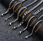 6 Pcs Silver Chains, Stainless Steel Cuban Link/Rope/Box/Figaro/Square Rolo/Wheat Chain Necklace Jewelry Set for Men Women - color: 20 inches