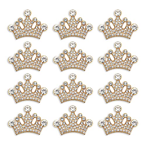 24 Piece Crown Jewelry Embellishment for DIY Handmade Hair Accessories Sneakers, Clothes, Party Decorations Gift Box ，Dress，Rhinestone Alloy Appliques Decorative Home Decor (Gold) - color: Gold