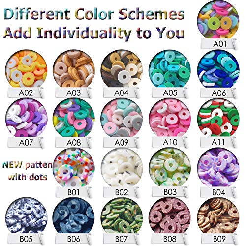 COIRIS 3400 Pcs Speckled Heishi Beads Polymer Clay Spacer 6mm Disk Flat Beads for Surfer Chocker Necklace Bracelet Earrings Jewelry Making(RT-B10Mix) - color: B10, size: 6mm