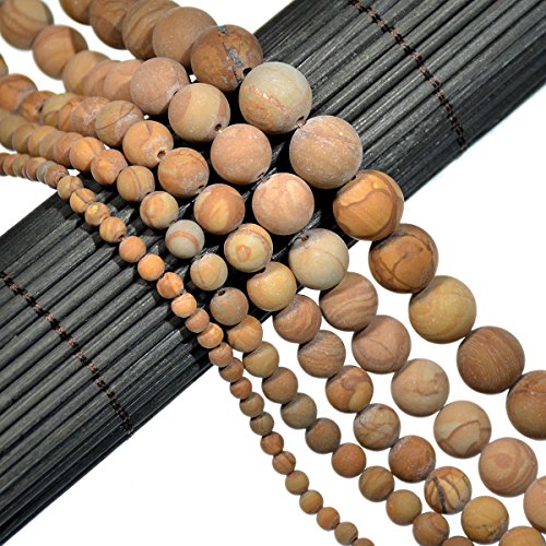 AD Beads Beautiful Natural Matte Gemstone Round Spacer Loose Beads 4-12mm (4mm, 13 Matte Woodgrain) - color: 13 Matte Woodgrain, size: 4mm