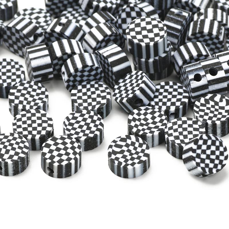 Airssory 100 Pcs Black & White Plaid Squares Beads Polymer Clay Mosaic Bead for Handmade Crafts Jewelry Making Supplies - 10x4.5mm - color: Mosaic Bead_10x4.5mm