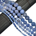 AD Beads Beautiful Natural Matte Gemstone Round Spacer Loose Beads 4-12mm (4mm, 12 Matte Blue Aventurine) - color: 12 Matte Blue Aventurine, size: 4mm